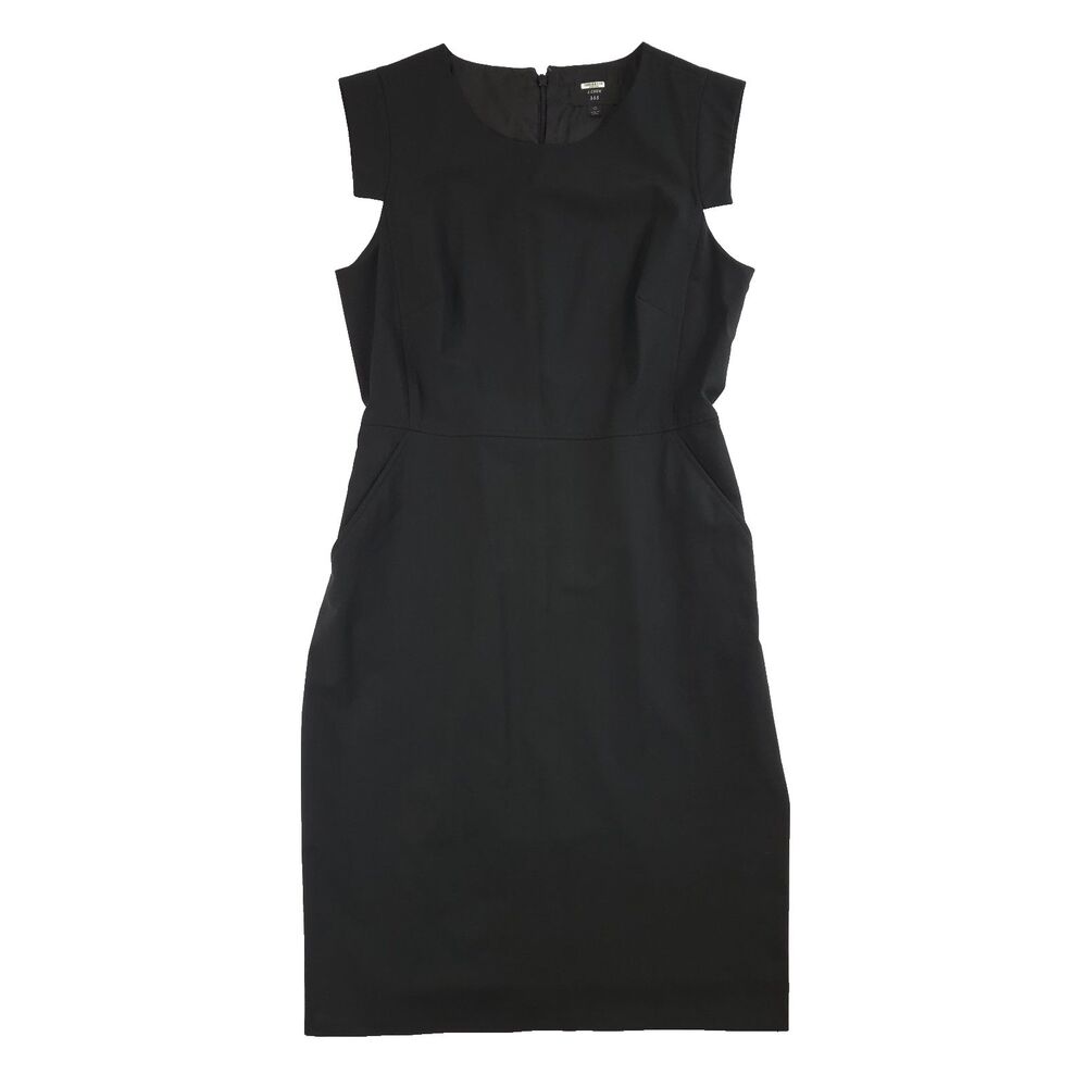 J.Crew 365 Resume Sheath Dress Wool 10 Black Minimalist Quiet Luxury Old Money